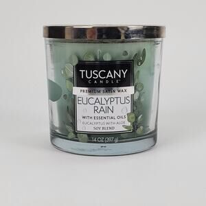 Tuscany Eucalyptus Rain 3 Wick Glass Jar Candle 14 Ounce